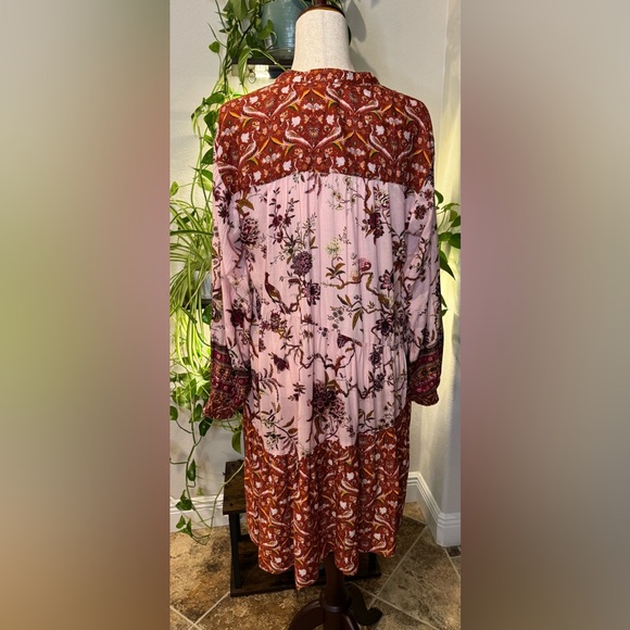 Anthropologie Rust and Cream Floral Dress - Picture 5 of 14